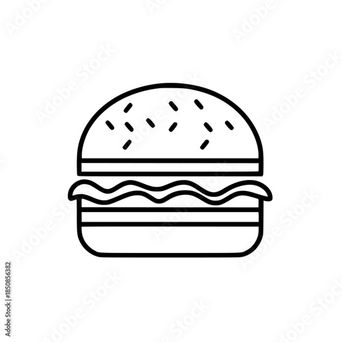 Artisanal Burger Icon - Simplistic, Minimalist Line Art | Clean, isolated vector art for creative projects.