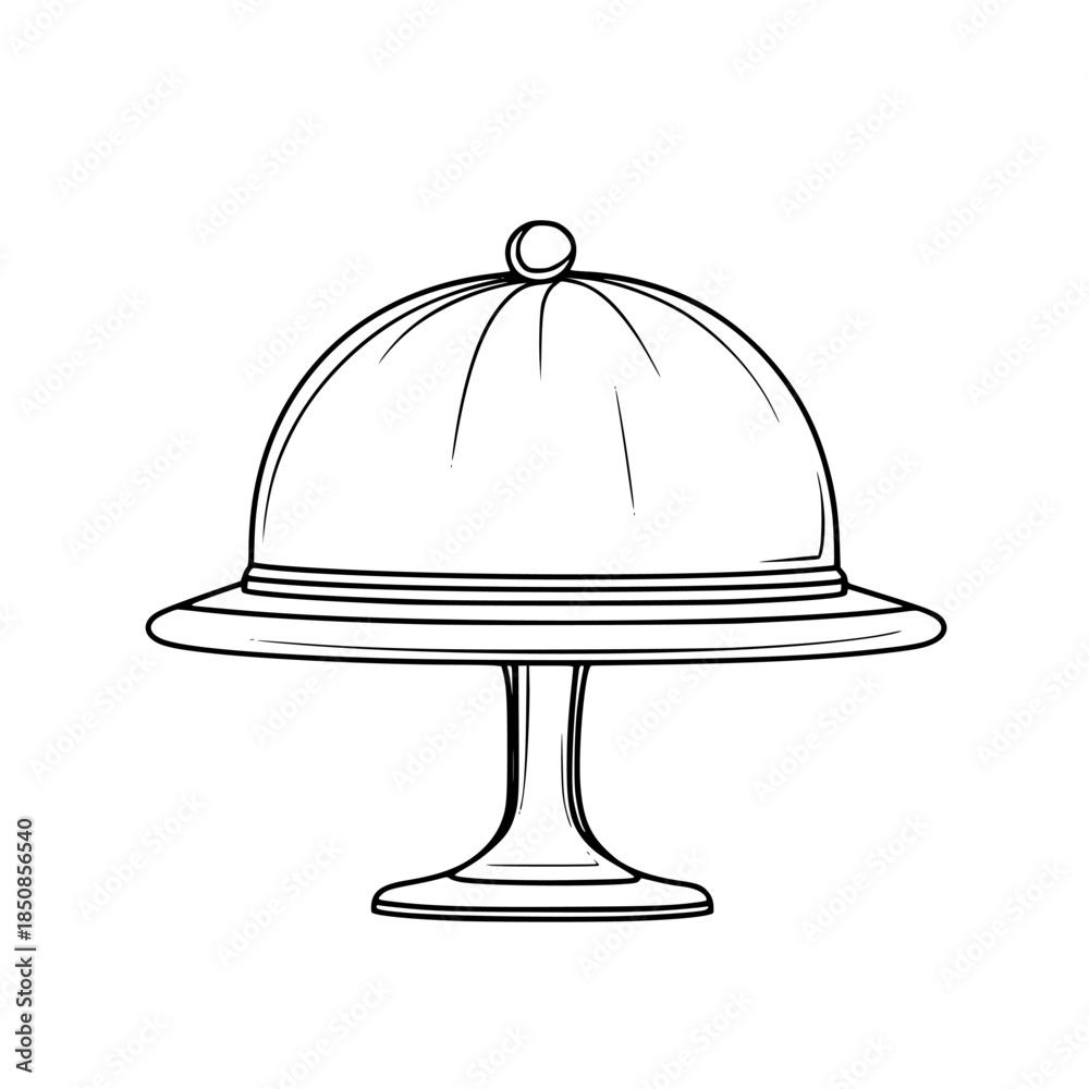 Naklejka premium Elegant Dome Cake Stand - Timeless Classic | Clean, isolated vector art for creative projects.