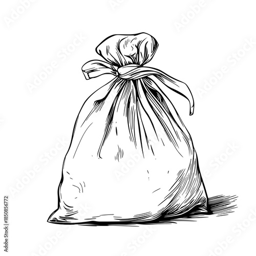 Elegant simplicity: minimalist line art cheesecloth bag, evoking charm traditional kitchen touch modern flair.