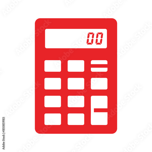Red Calculator Icon on White Background