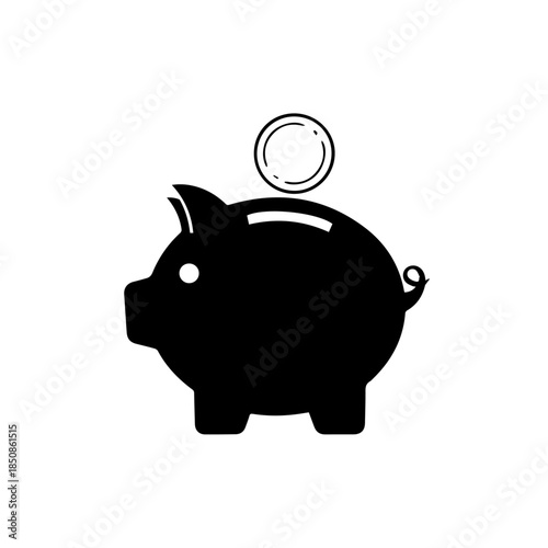 Coin entering piggy bank