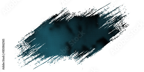 Vector Grunge Halftone Brush Stroke Collage Element Banner Crumpled Paper Texture Transparent Title Card Background