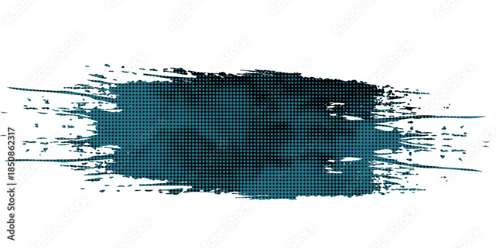 Fototapeta premium Vector Grunge Halftone Brush Stroke Collage Element Banner Crumpled Paper Texture Transparent Title Card Background