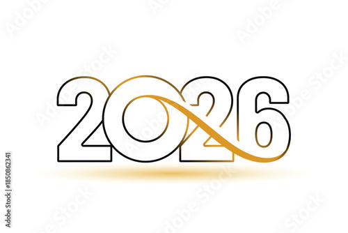 creative lineart 2026 new year typography with empty space