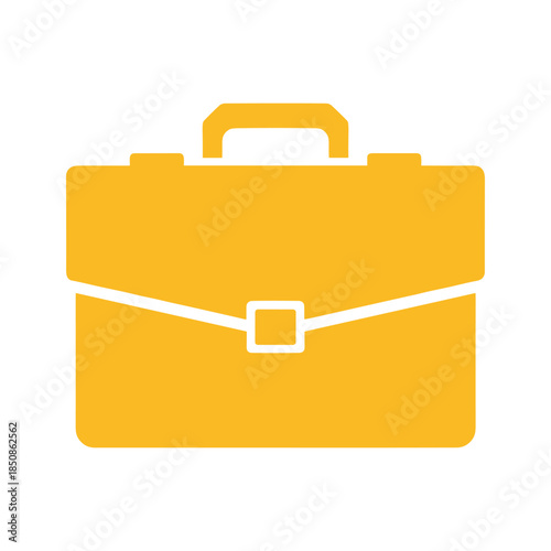 Yellow briefcase icon on white background