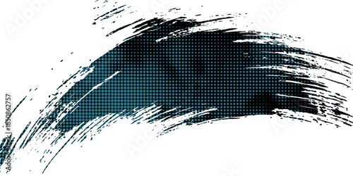 Vector Grunge Halftone Brush Stroke Collage Element Banner Crumpled Paper Texture Transparent Title Card Background