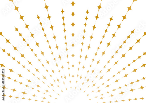 お祝いやセールに使える金色の星屑ドットのサンバースト・キラキラ輝く星の集中線と放射状の背景