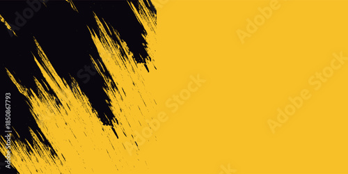 Yellow and black backdrop with dot halftone pattern element. Abstract brush grunge background. retro comic concept for your graphic design, banner or poster See Less