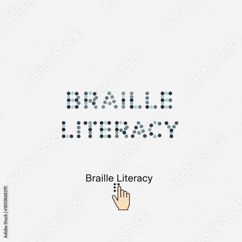 Braille Literacy Concept: Illustrative depiction of BRAILLE LITERACY in dotted form, promoting inclusivity for visually impaired individuals through the power of language.
