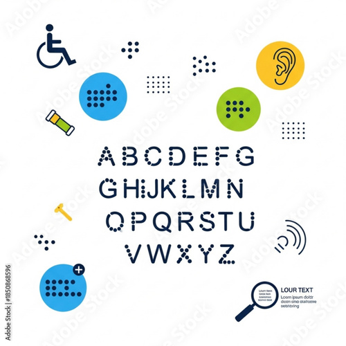 Accessibility Alphabet: A visual representation of the alphabet designed with inclusive symbols.