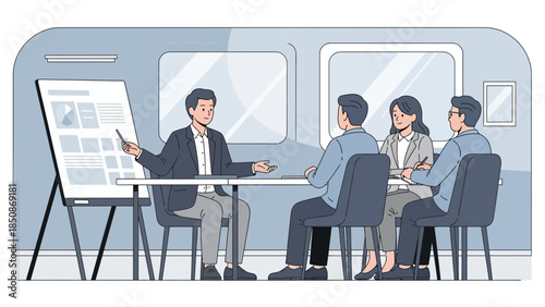 business presentation in train with a professional speaker and attentive audience in a modern