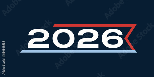 Modern 2026 design element with bold typography and dynamic lines