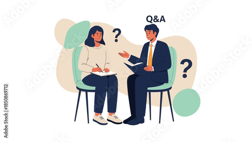Professional interview or counseling session between a counselor and client illustrative scene