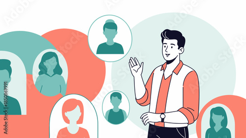 business professional presenting and engaging with virtual attendees during online meeting or