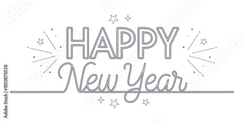 Happy New Year celebration with stars and sparkles