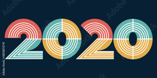 Vibrant 2020 typography in modern style with colorful design