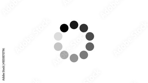 Black gradient dotted round loading page video design on white screen
