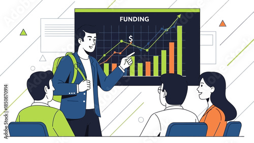 business presentation of funding growth and financial projections for startups and investors