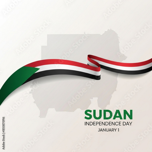 Sudan Independence Day: A vibrant illustration features the nation's flag and map, celebrating independence. The design showcases patriotism and national pride.