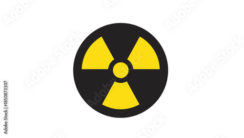 Radiation warning symbol, a universal sign for hazardous radioactive materials, indicating danger and caution