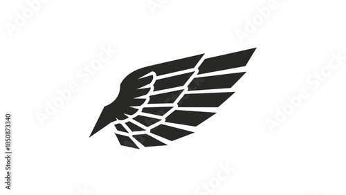Stylized Wing Graphic Design with Sharp Angles and Geometric Patterns