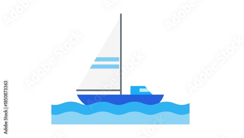 Minimalist illustration of a sailboat navigating gentle waves, depicting a serene journey