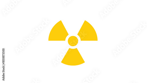 Radiation symbol warning sign with yellow and white background and warning triangle