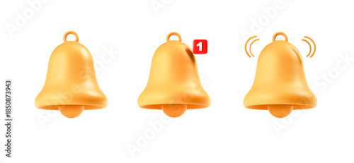 Notification Bell Icons Set on White Background