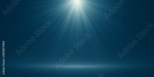 A bright burst of blue rays of light shines through the water like a sun flare, creating a glowing summer backdrop with a cosmic star effect