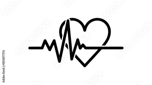 A simple black line drawing of a heart with a heartbeat line passing through it.