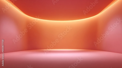 A modern studio with curved walls bathed in warm, inviting light. The play of light and shadow creates a dynamic and captivating atmosphere.