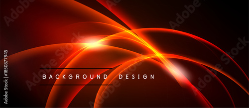 Abstract red light streaks, dynamic curves, dark background. Modern design elements create vibrant visual impact.