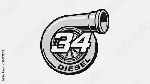 Turbocharger Diesel 34 Logo - Automotive Performance Engine Graphic Design logotypelogoicon.