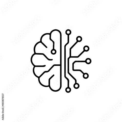 artificial intelegence brain vector icon.