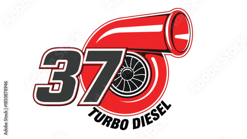 37 Turbo Diesel Engine Logo Design - Automotive Performance and Power Graphic logotypelogoicon.