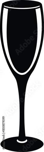 silhouette vector of a glass of champagne on black background