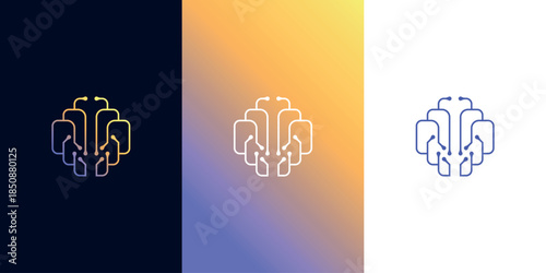 Futuristic Circuit Brain Icon Symbol for Digital Technology Business and Science Data for Artificial Intelligence AI Vector Logo Template
