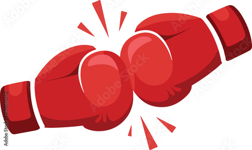 vector art of red boxing clash on isolated background