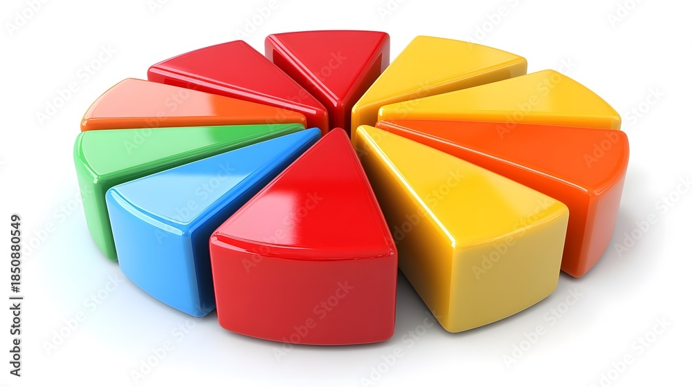 Fototapeta premium Colorful shapes arranged in a circle on a white background during a bright light setting