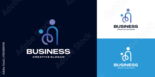 Modern Business Community Human Relationship Symbol Logo Template with Connected People and Collaboration Elements