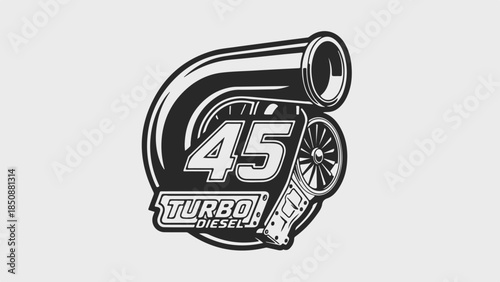 Performance Turbocharger 45 Diesel Engine Logo Vector Graphic - Automotive Power Emblem logotypelogo.