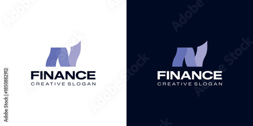 Creative Modern Initial Letter N Logo Design Symbol of Economic Growth and Fin-tech Template Vector