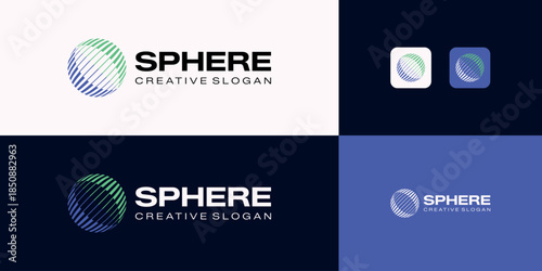 Modern Abstract Sphere Symbol Logo with Digital Lines for Global Technology Company Speed  Connection Digital Vector Design