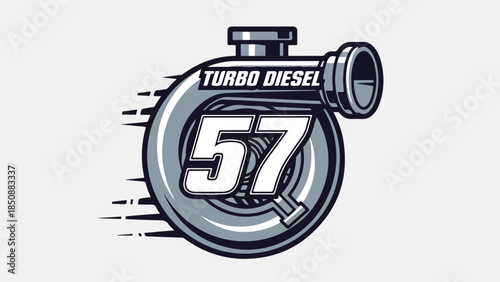 Turbo Diesel 57 Engine Badge Design - Automotive Performance Logo Icon logotypelogoicon.