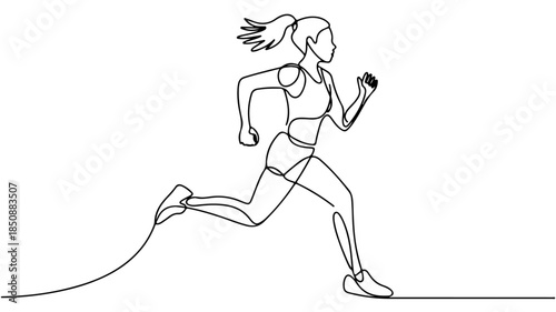 The image captures the dynamic energy of a woman jogging or running, serving as a visual metaphor for exercise, activity, and a healthy, active lifestyle.