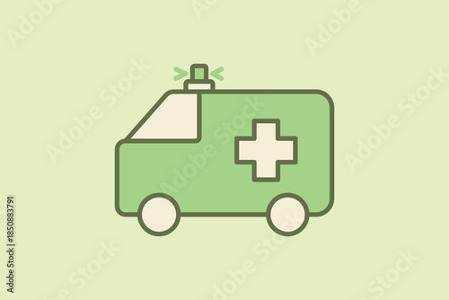 Ambulance icon. Suitable for medical projects. Flat line icon, perfect for UI, mobile apps, websites, presentations, and infographics. Fully editable and optimized for digital and print use