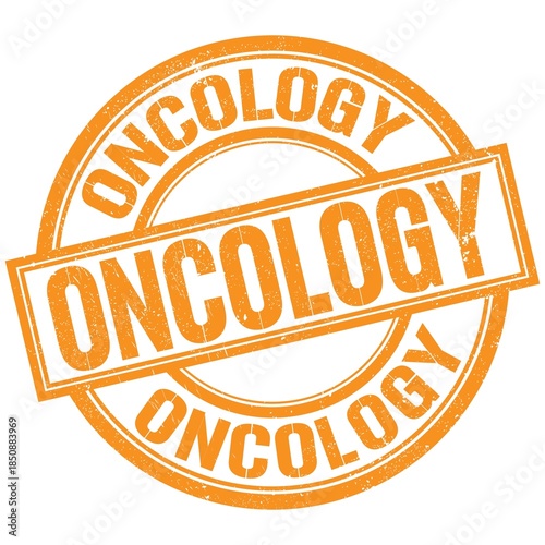 ONCOLOGY written word on orange stamp sign