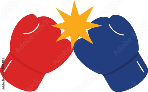 red and blue boxing gloves on isolated background