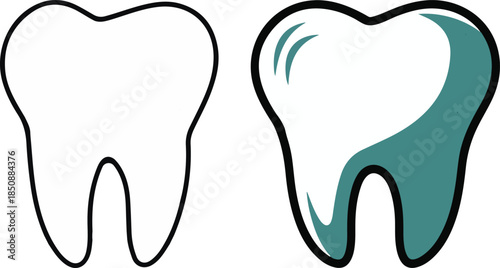 sparkling white teeth isolated vector illustration