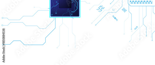 Vectors Abstract connecting lines and dots. AIsolated abstract digital AI chip or semiconductor with circuit board wires and electronics components.